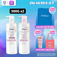 Combo Kem Xả Và Dầu Gội Dove Nhật Mượt Tóc Chiết Xuất Hoa Sen & Dầu Jojoba Dưỡng Tóc Mềm Mượt, Vào Nếp 500G
