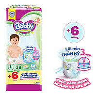 Tã quần Bobby mới L38 - Lõi nén thần kì 3mm - Siêu mỏng khô thoáng bất ngờ - Tặng thêm 6 miếng