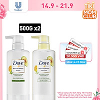 Combo Kem xả và dầu gội Nhật Dove Phục Hồi Tóc Hư Tổn chiết xuất Bơ & Dầu Argan giúp phục hồi và ngăn ngừa gãy rụng 500g