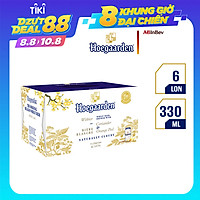 Lốc 6 lon bia Hoegaarden White (330ml/lon)