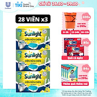Combo 3 Hộp Viên Rửa Chén Bát (28V/hộp) Sunlight 5 in 1 Cho máy rửa chén bát Công nghệ PureClean không để lại vêt ố