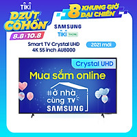 Smart Tivi Crystal Samsung 4K 55 inch UA55AU8000 Mới 2021