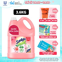 Chai Nước Rửa Chén 3.6kg Sunlight Mềm Dịu Không hại da tay Hương Bưởi & Hoa Anh Đào Thành phần làm sạch 100% từ gốc thực vật