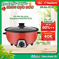 Lẩu điện đa năng Nagakawa NAG1904 (3.5L) - Mâm nhiệt lớn - Chống dính cao cấp - Hàng chính hãng