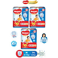 Combo 3 Gói Tã Quần Huggies Dry Gói Cực Đại M74 (74 Miếng) - Tặng 10 miếng