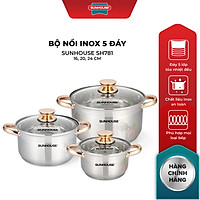 Bộ Nồi 5 Đáy Cao Cấp Núm Vàng Sunhouse SH781
