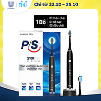Bàn Chải Điện P/S S100 PRO - Công Nghệ Sóng Âm, Chải Sạch Mảng Bám Tới 10X - Đen Nhám