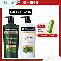 Combo Dầu Gội (640g) Và Dầu Xả (620g) Tresemmé Salon Detox Gừng Và Trà Xanh Detox Tóc Chắc Khỏe