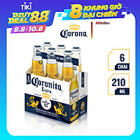 Lốc 6 chai bia Coronita Extra 210ml
