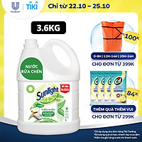Chai Nước Rửa Chén 3.6kg Sunlight Thiên Nhiên An Toàn Chén Dĩa Muối khoáng & Lô Hội An Toàn Chén Dĩa Cho Cả Nhà, Kể Cả Chén Dĩa Trẻ Em