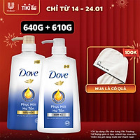 Combo Dove Phục Hồi Hư Tổn Dầu Gội 640g + Kem Xả 610g