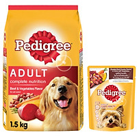 Đồ Ăn Cho Chó Vị Thịt Bò Và Các Loại Rau Củ Pedigree Dạng Túi 1.5kg