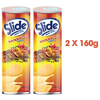 Combo 2 Bánh lát snack khoai tây Slide vị thịt nướng, lon 160g