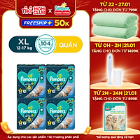 Combo 4 Tã/ Bỉm Quần PAMPERS Ngon Giấc, Size L(30 miếng, 9-14kg)/ XL(26 miếng, 12-17kg)/ XXL(22 miếng, 15-25kg), Khô Thoáng Suốt Đêm