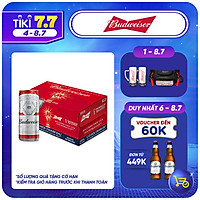 Thùng 24 Lon Bia Budweiser Chính Hãng (330ml/ lon) - Phiên Bản FIFA World Cup 2022