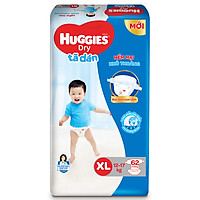 Tã Dán Huggies Dry Gói Cực Đại XL62 (62 Miếng) - Bao Bì Mới