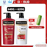 Combo Dầu Gội (640g) Và Dầu Xả (620g) Tresemmé Keratin Smooth Tinh Dầu Argan Và Keratin Vào Nếp Suôn Mượt