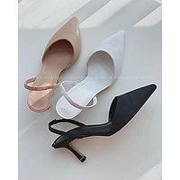 Sandal bít mũi trơn quai chun gót nhọn - 7P