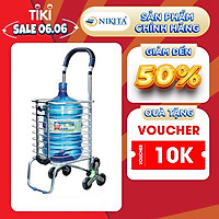 Xe kéo đi chợ Inox 6 bánh leo cầu thang, gấp gọn tiện dụng NIKITA