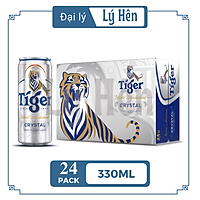 Thùng 24 Lon Cao Bia Tiger Crysal Sleek - Tiger Bạc 330ml/Lon Date Luôn Mới