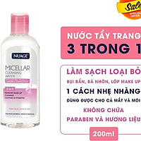 Nước tẩy trang 3 in 1 NUAGE MICELLAR WATER dưỡng ẩm dùng được cho cả mắt và môi.