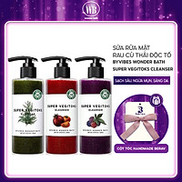 Sữa Rửa Mặt Rau Củ Sủi Bọt Thải Độc 3 in 1 Byvibes Wonder Bath Super Vegitoks Cleanser 300ml - Tặng Kèm Cột Tóc Nơ BERAV Handmade Annie Ribbon Giao Màu Ngẫu Nhiên