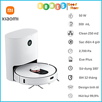 Robot Hút Bụi Lau Nhà XIAOMI Roidmi Eve Plus Giặt Khăn Lau Tự Động, Diện Tích Hoạt Động 250m2 Công Suất 50W Áp Suất 2,700 Pa - Hàng Chính Hãng