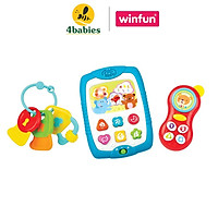 Set 3 món đồ chơi công nghệ điện thoại, Ipad kèm chìa khóa gặm nướu Winfun 3024 - nhựa an toàn BPA free - tặng đồ chơi tắm 2 món