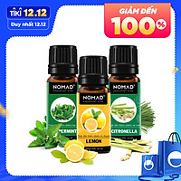 Combo 3 Tinh Dầu Nguyên Chất Nomad: Tinh Dầu Bạc Hà (10ml) + Tinh Dầu Chanh (10ml) + Tinh Dầu Sả Tươi (10ml)