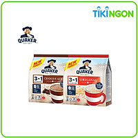 Combo 2 Túi Thức uống yến mạch Quaker 3in1 Vị Chocolate & Truyền thống