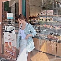 áo vest nữ kẻ sọc phom rộng 2 màu cá tính