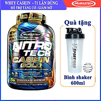 Sữa tăng cơ Nitro Tech Casein Gold Hộp 5lbs (~2.27kg) – Bổ sung Protein hấp thụ chậm trải dài 8h, giúp nuôi dưỡng phát triển cơ bắp ban đêm - Hàng chính hãng Muscletech USA