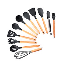 Bộ Dụng Cụ Nấu Ăn Silicone Không Dính Bằng Gỗ (11 Cái / Bộ)