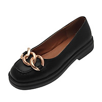 【Quần áo SF】Fried Street Retro British Style Small Leather Shoes Women's New Thick Bottom Chain Low-Cut Low Heel Mary Jane Shoes
