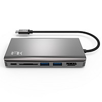 HUB USB Type-C Feeltek 8 Cổng HDMI /VGA / USB Type - C PD / USB 3.1 / SD Card / Jack 3.5mm - Hàng Chính Hãng