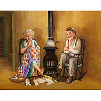 Bimkole 5D Diamond Painting Stove Old Couple Full Drill DIY Rhinestone Pasted with Diamond Set Arts Craft Decorations (12x16inch)