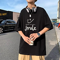 Áo Thun Smile nam nữ đều mặc được, chất cotton cổ tròn, Áo phông tay lỡ mát dịu unisex