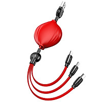 Multi USB Charging Cable 3 in 1 Retractable Fast Charger Cord with Type C/Micro-B/iOS Port 5-Level Length