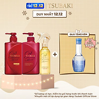 Bộ Ba Dưỡng Tóc Bóng Mượt Tsubaki Gội Xả (490ml/chai) + Xịt Dưỡng Tóc 220ml-95244