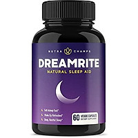 DREAMRITE Natural Sleep Aid - Non-Habit Forming - Stress, Anxiety & Insomnia Relief Supplement - Herbal Sleeping Pills for Adults with Valerian, Chamomile, Magnesium, Melatonin - 60 Vegan Capsules