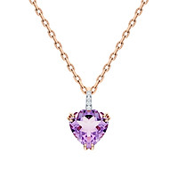 Mặt Dây Chuyền Vàng 14K Đính Đá Amethyst và Kim Cương Tấm