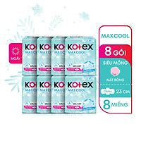 Combo 8 gói Băng Vệ Sinh Kotex Max Cool Siêu Mỏng Cánh 23cm 8 miếng