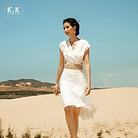 Áo Croptop Trắng K&K Fashion ASM06-08 Kiểu Đắp Chéo Sát Nách Chất Liệu Đũi Xô