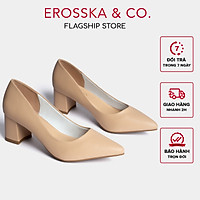 Giày cao gót Erosska thời trang mũi nhọn gót vuông kiểu dáng cơ bản cao 5cm EP011