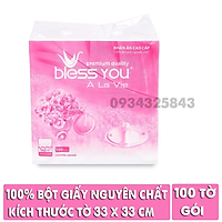 Khăn giấy ăn Bless You À La Vie 1 lớp gói 100 tờ 33cm x 33cm