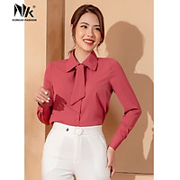 Áo Sơ Mi Nữ Công Sở Dài Tay NK Fashion Thiết Kế Dáng Suông Nơ Cổ Nữ Tính, Chất Liệu Nhập Hàn Cao Cấp Mềm Mịn NKSM2107017