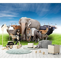 Tranh dán tường 3d trang trí phòng cho em bé hiện đại -động vật dán tường (kích thước lớn-tích hợp sẵn keo) MS279749573