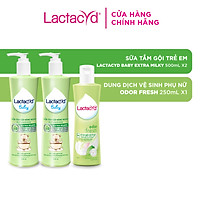 Bộ 2 Sữa Tắm Gội Trẻ Em Lactacyd Baby Extra Milky 500ml + 1 Dung Dịch Vệ Sinh Phụ Nữ Odor Fresh 250ml