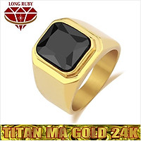 NHẪN NAM TITAN MẠ VÀNG TRƠN ĐÁ ĐEN CỰC ĐẸP | NHẪN TITAN NAM