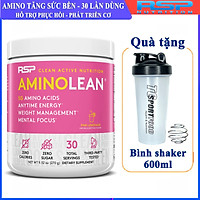 Combo BCAA Amino Lean của RSP hộp 30 lần dùng hỗ trợ tăng sức bền, sức mạnh và phục hồi, phát triển cơ bắp trong tập luyện cho người tập gym & Bình lắc 600ml (Mẫu ngẫu nhiên)